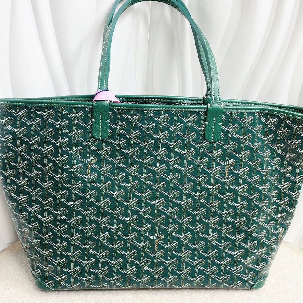Goyard Goyardine Saint Louis PM Green Shoulder Tote Bag & Pouch